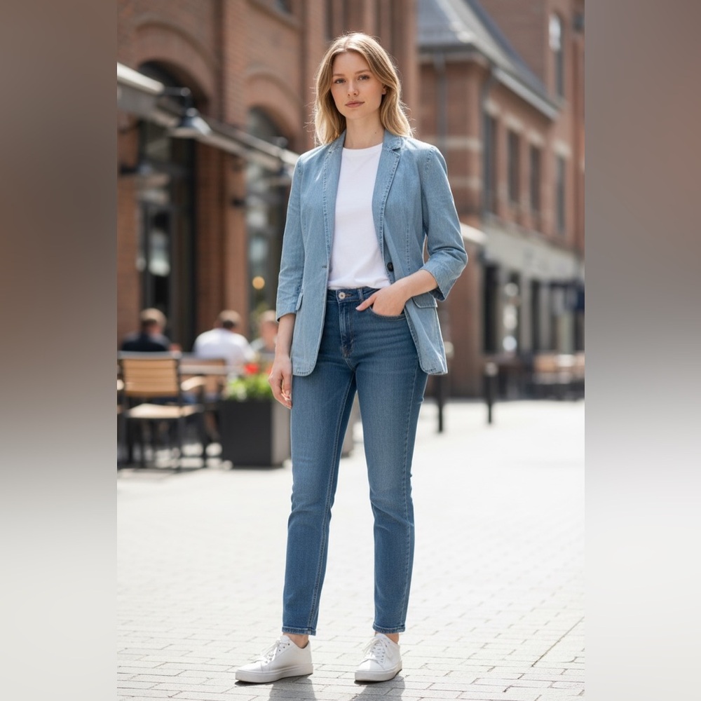 All Saints Light Blue  Blazer - Picture 6 of 17